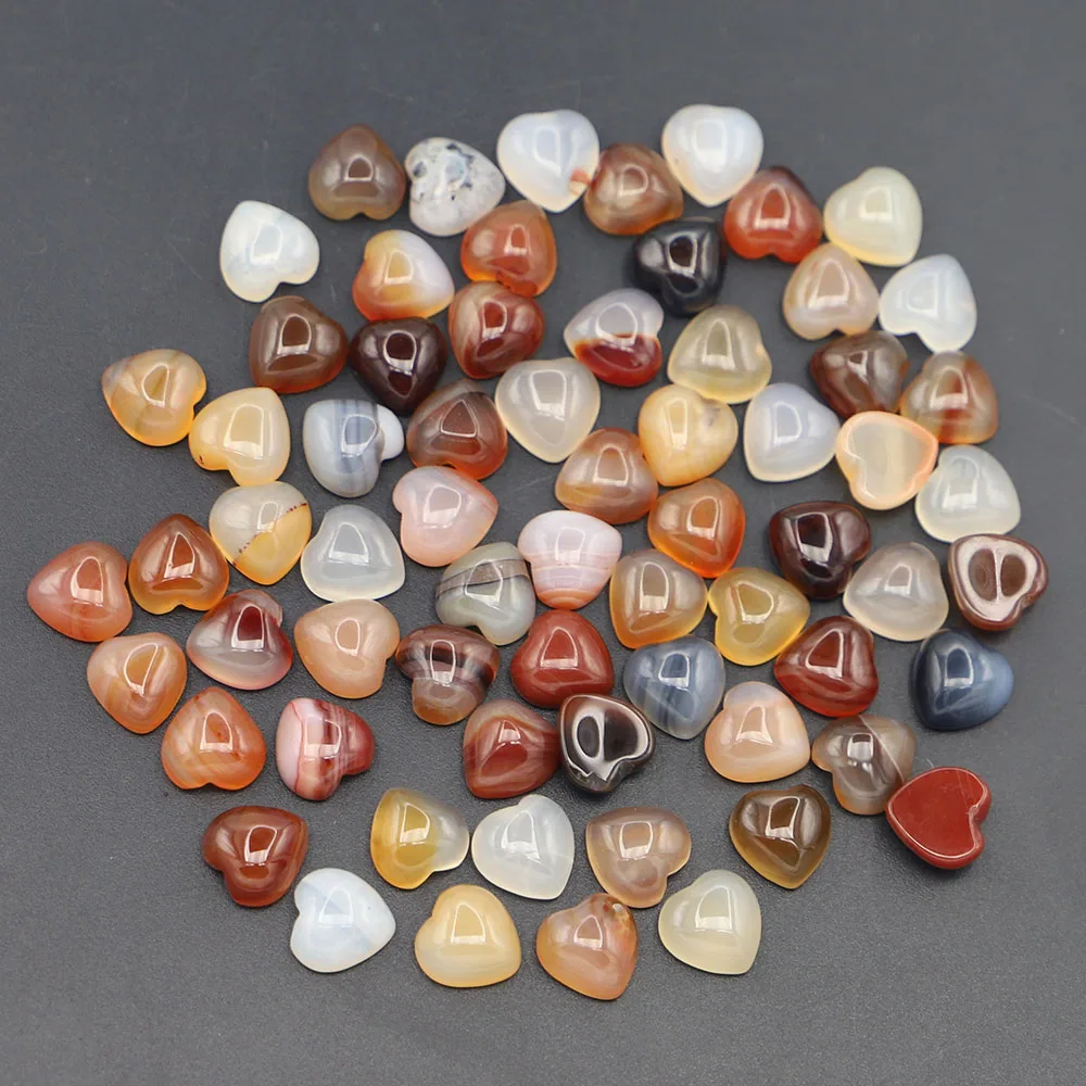 

10MM New Natural Onyx Stone Heart Shaped CAB Cabochon Beads Charms Fashion Jewelry Production Making Earring Brooch Rings 50Pcs