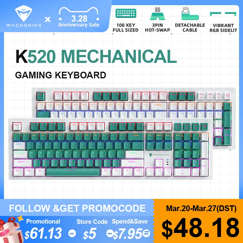 Machenike K520 Mechanical Keyboard Wired Gaming Keyboard Hot