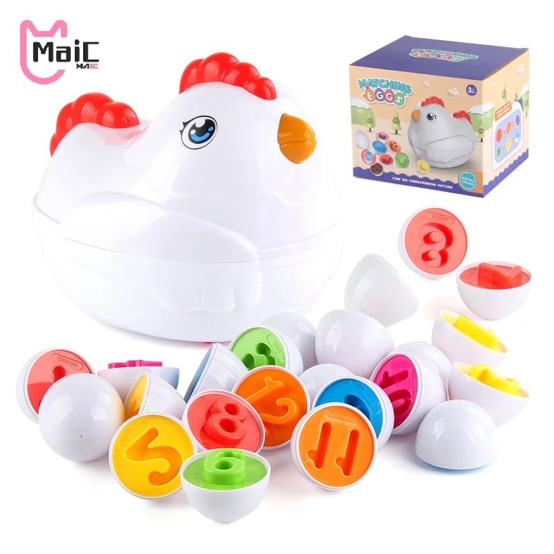 

12Pcs Montessori Matching Smart Eggs Baby Toys Set Color Shape Numeral Twisted Egg Pairing Educational Kids Toys Gift Easter Egg