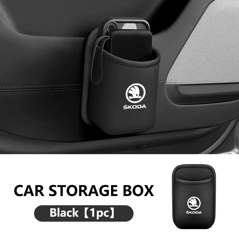 

Настенный карман для хранения дверей автомобиля из искусственной кожи с логотипом для Skoda Fabia 1 2 Octavia RS Superb Rapid Karoq Vision