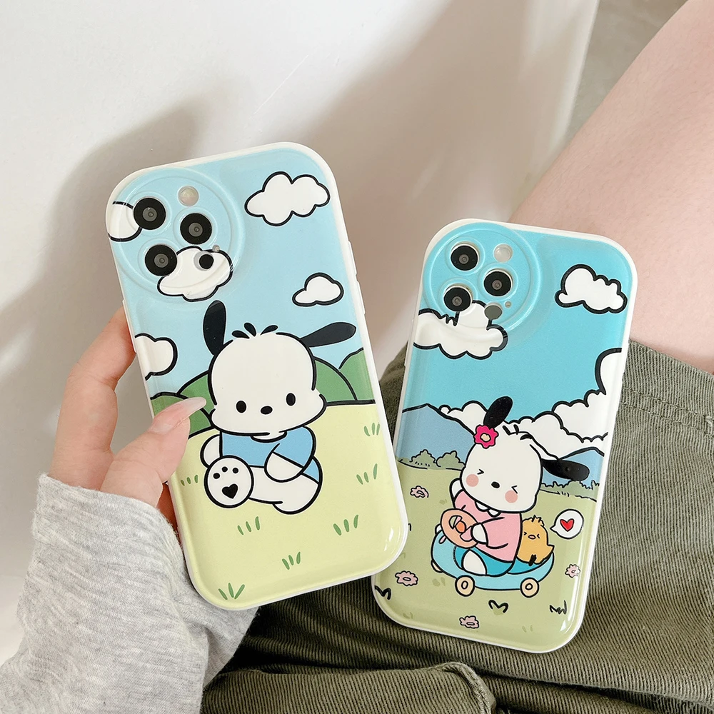 

Sanrio Cartoon Playing Pochacco Phone Case Angel Eye Soft Case Suitable for Iphone 14Pro Max 13 Phone Case 11 New 12 Anti Drop