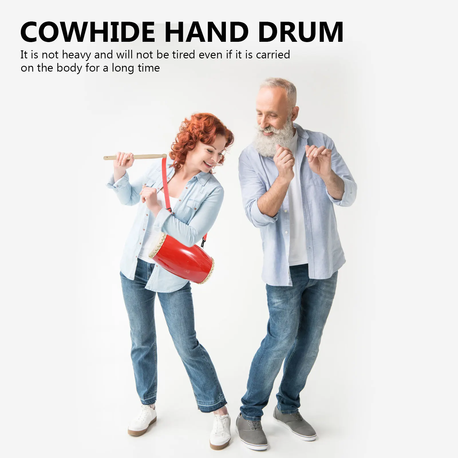 1 Set Percussion Instrument Cowhide Hand Drum Portable Multifunctional Supply for Children |