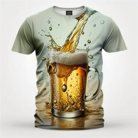 Мужская футболка 2023, футболка с 3d принтом пива для мужчин, забавная Мужская рубашка, Повседневная летняя уличная одежда, футболка унисекс, топ, мужская одежда