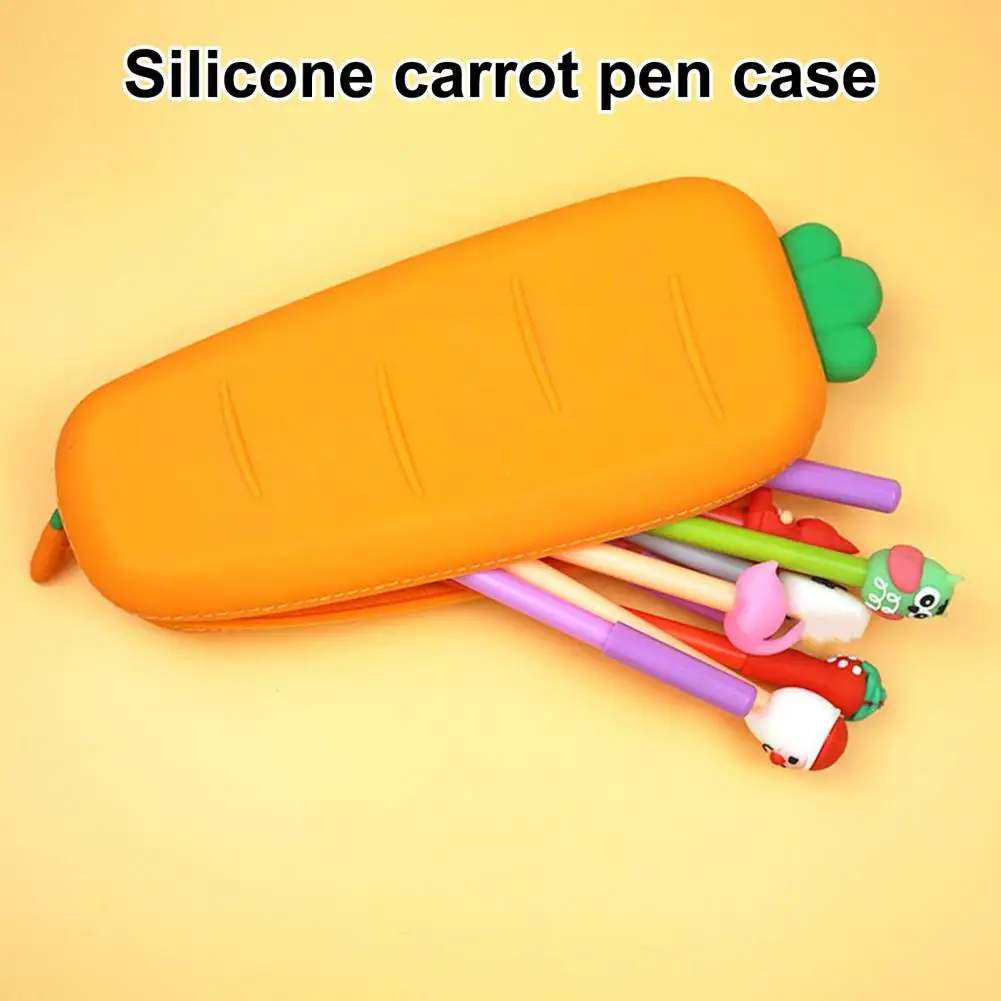 Holder Hard To Fade Pen Pouch Orange Convenient  Practical Cute Cartoon Pencil Case