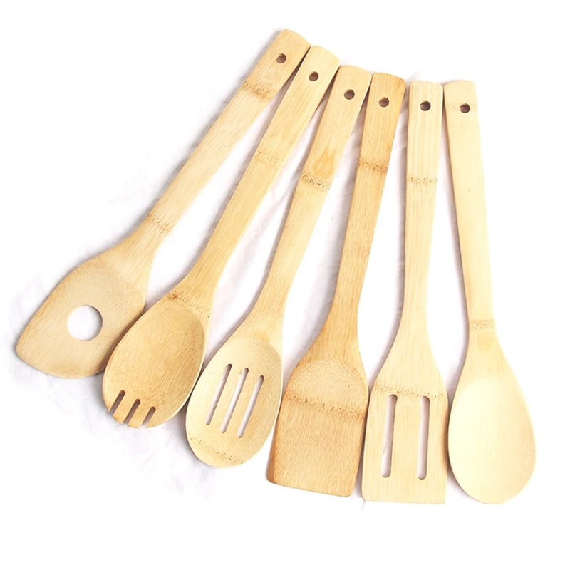 

6-Piece Bamboo Spoon Spatula Kitchen Utensil Wooden Cooking Tool