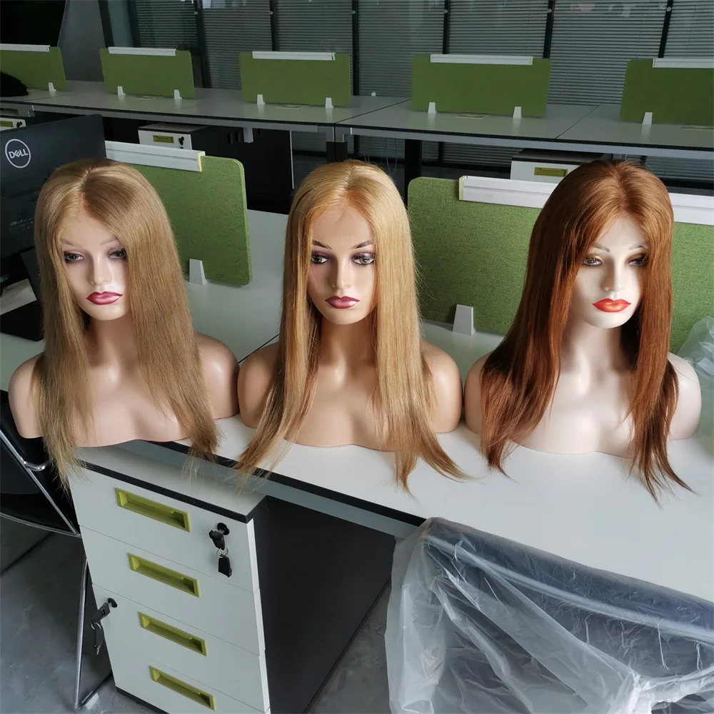 Straight 4*4 Lace Wig #27 Honey Blonde #30 Medium Auburn #8 Ash Blonde 150% Density Remy Brazilian Human Hair Wigs 18-26 Inches