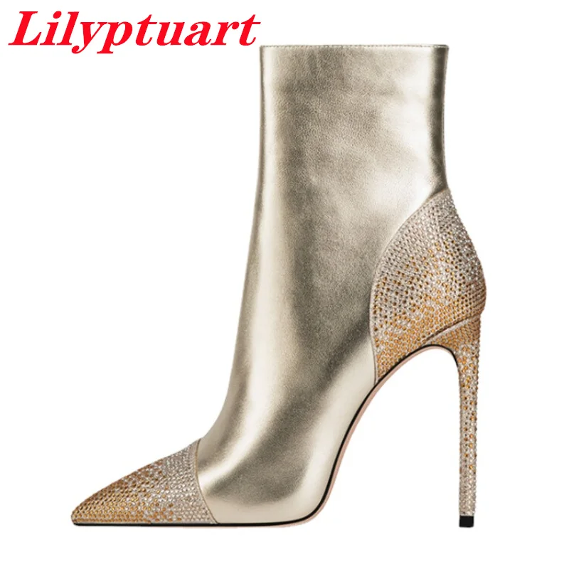 

Женская обувь, новинка 2023, модная обувь, звездное небо, высокий каблук, заостренный ночной клуб, всесезонные ботинки, большой размер 43