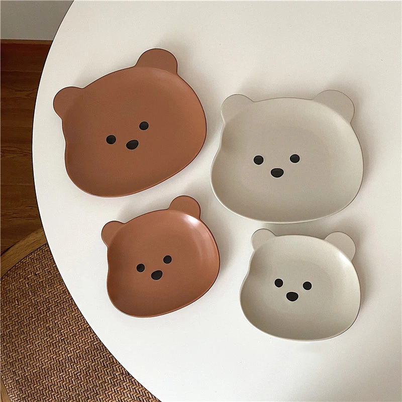 

Cute Bear Bowl Plate Ceramics Kawaii Breakfast Dinner Salad Fruit Decorative Dish Kitchen Tableware Accessories For Kids Girl