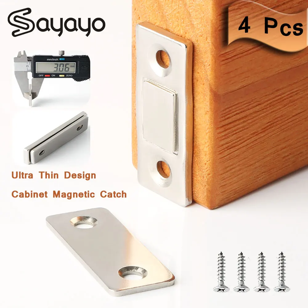 

Sayayo 4Pcs Magnetic Door Closer Ultra Thin Magnet Door Suction Home Furniture Door Suction Cabinet Door Suction
