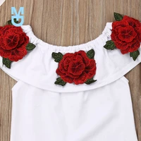 new baby summer clothing toddler girl floral off shoulder ruffled top sash denim ripped shorts embroidery 2pcs outfits 1 7t