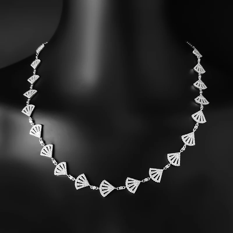 

Amoo Many Fan Shell Shape Surround Adjustable Necklace S925 Sterling Silver Women Charming Gorgeous Beautiful Festival Jewelry