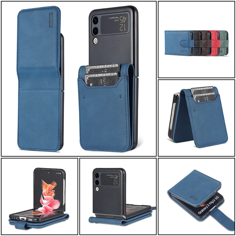 

Z Flip 3 Luxury Phone Case For Samsung Galaxy Z Flip 3 5G PU Leather Cover wtih Card Pocket Magnetic Etui Capa