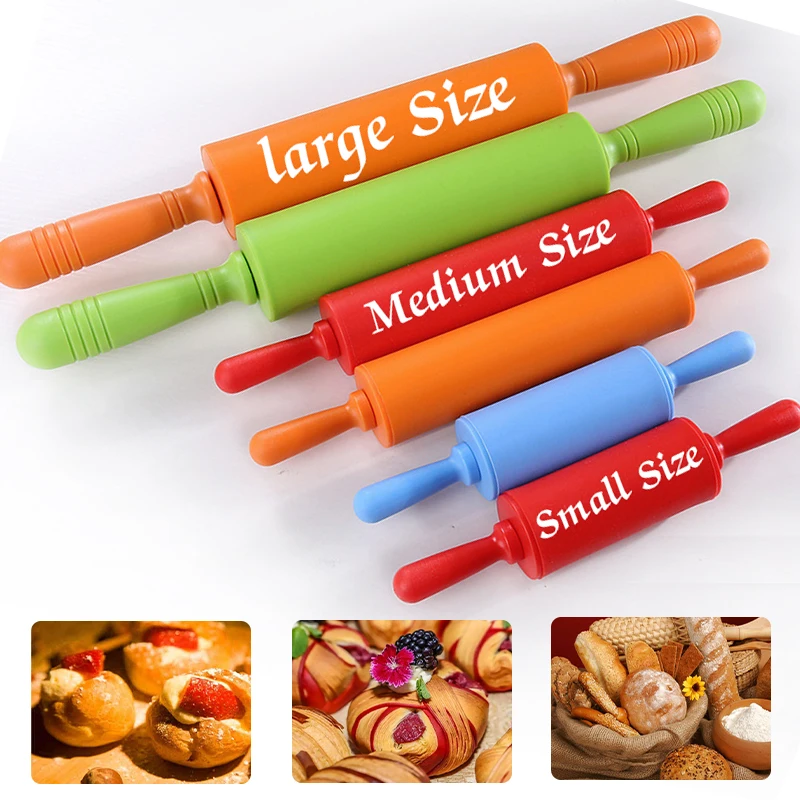 

23/30/43Cm New Silicone Rolling Pin Non-Stick Pastry Dough Flour Roller Fondant Cake Noodles Dumpling Roller Kitchen Baking Tool