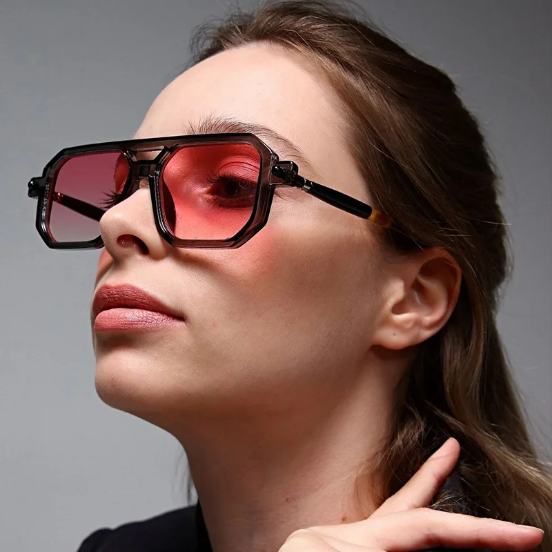 Очки солнцезащитные с двойной перемычкой для мужчин и женщин Модные Ретро