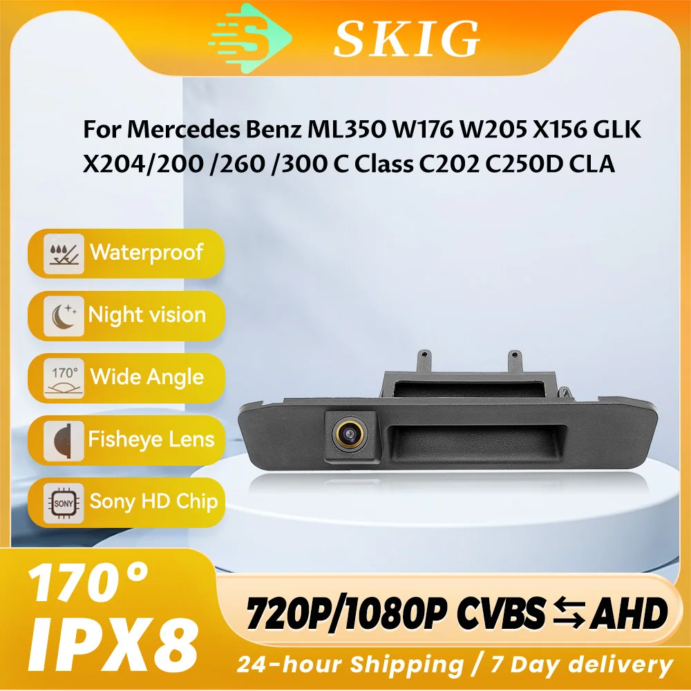 AHD 1080P Автомобильная камера заднего вида на ручке багажника для Mercedes Benz ML350 W176 W205