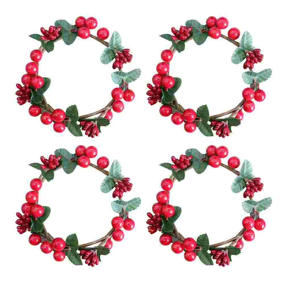 

4pcs Xmas Candlestick Wreath Accessory Party Candleholder Tabletop Decor