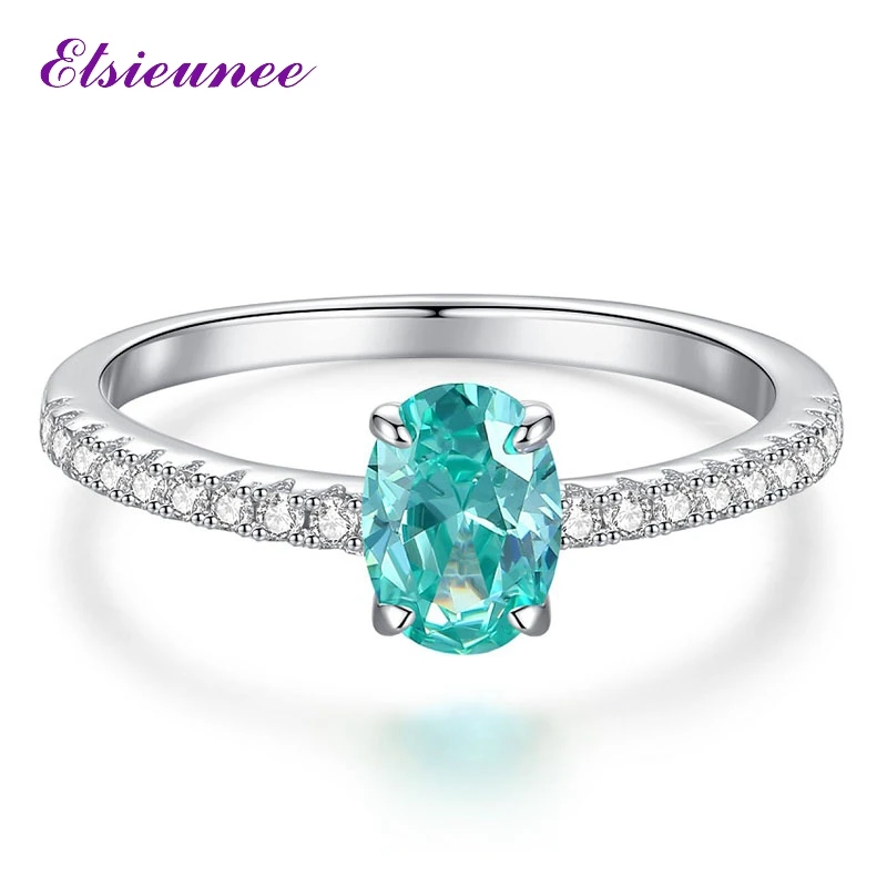 ELSIEUNEE новое модное кольцо из стерлингового серебра 925 пробы 1 карат овальной