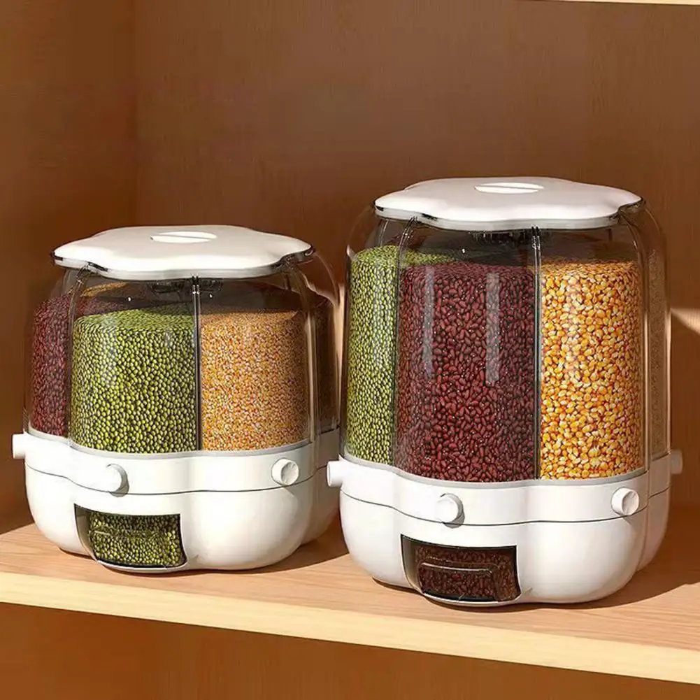 

Convenient Dustproof 360 Degree Rotation Barley Oats Dry Food Rice Storage Box Restaurant Supplies Rice Can Rice Bucket