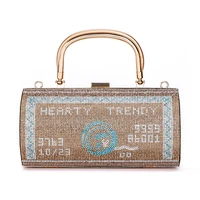 jiomay luxury designer handbags 2022 women evening bag female purse fashion sparkling rhinestones letter chain barrel shaped bag