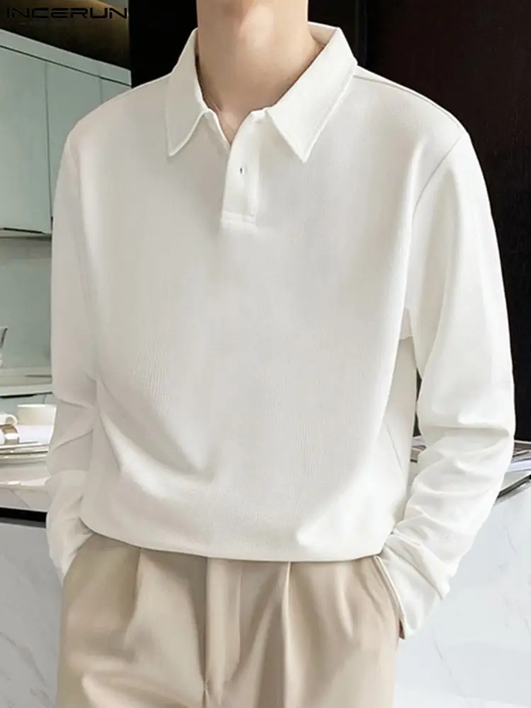 Casual Streetwear Style Tops INCERUN Men Solid Color All-match Simple Blouse Stylish Male Pullover Long Sleeve Shirts S-5XL 2023