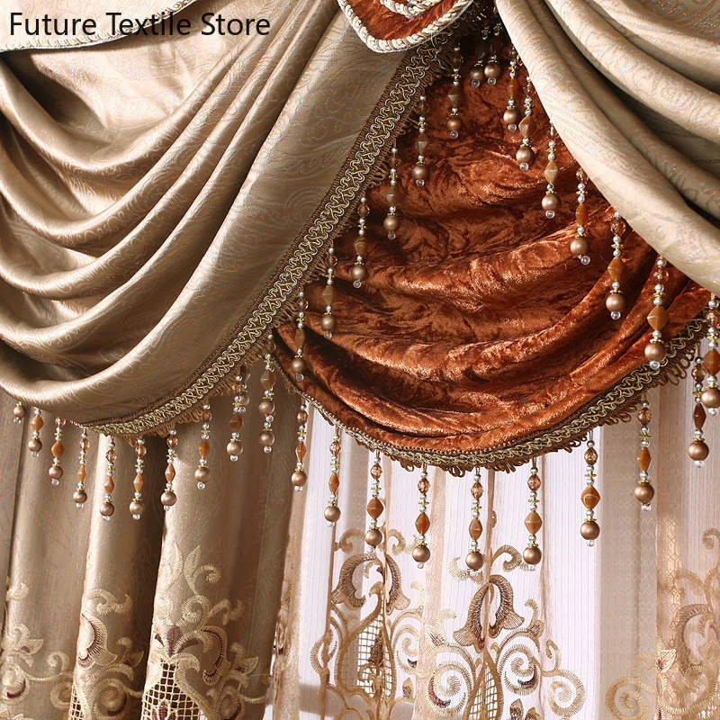 

European luxury high-precision three-dimensional embroidered curtains for the Living Room Window curtain Bedroom luxury drapes