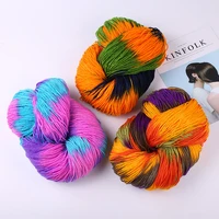 fancy segment dyed pure acrylic wool medium thick 4 strands hand woven hook shoe thread crimped wool
