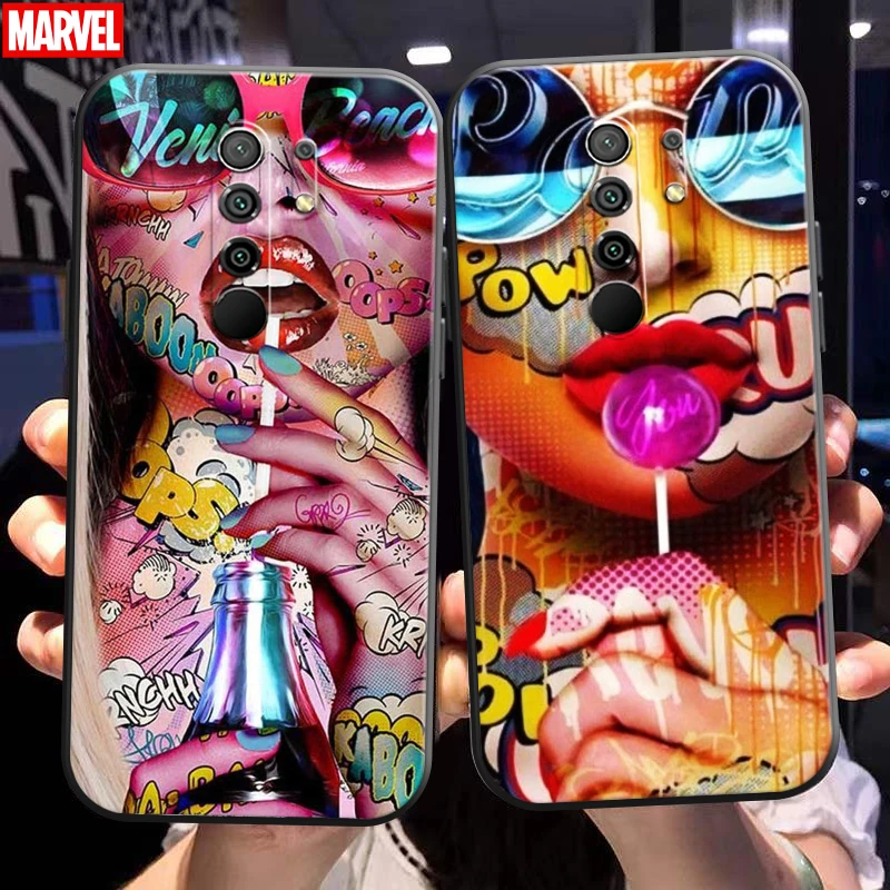 

Street Graffiti Oil Painting For Xiaomi Redmi 9 Phone Case Funda Silicone Cover Black Back Carcasa Liquid Silicon