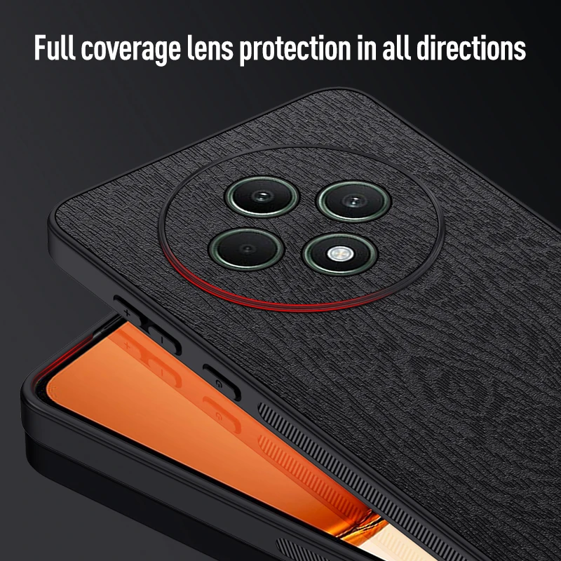 Чехол для OPPO Reno 12F Роскошная зернистая задняя Противоударная линза с полной