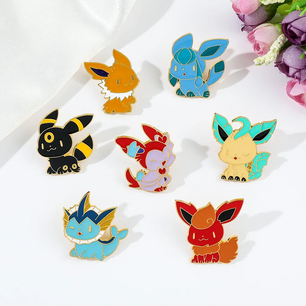 

Cartoon Pokemon Enamel Lapel Pins Kawaii Pikachu Eevee Metal Badges for Backpack Anime Brooches Cute Figure Pins for Women Men