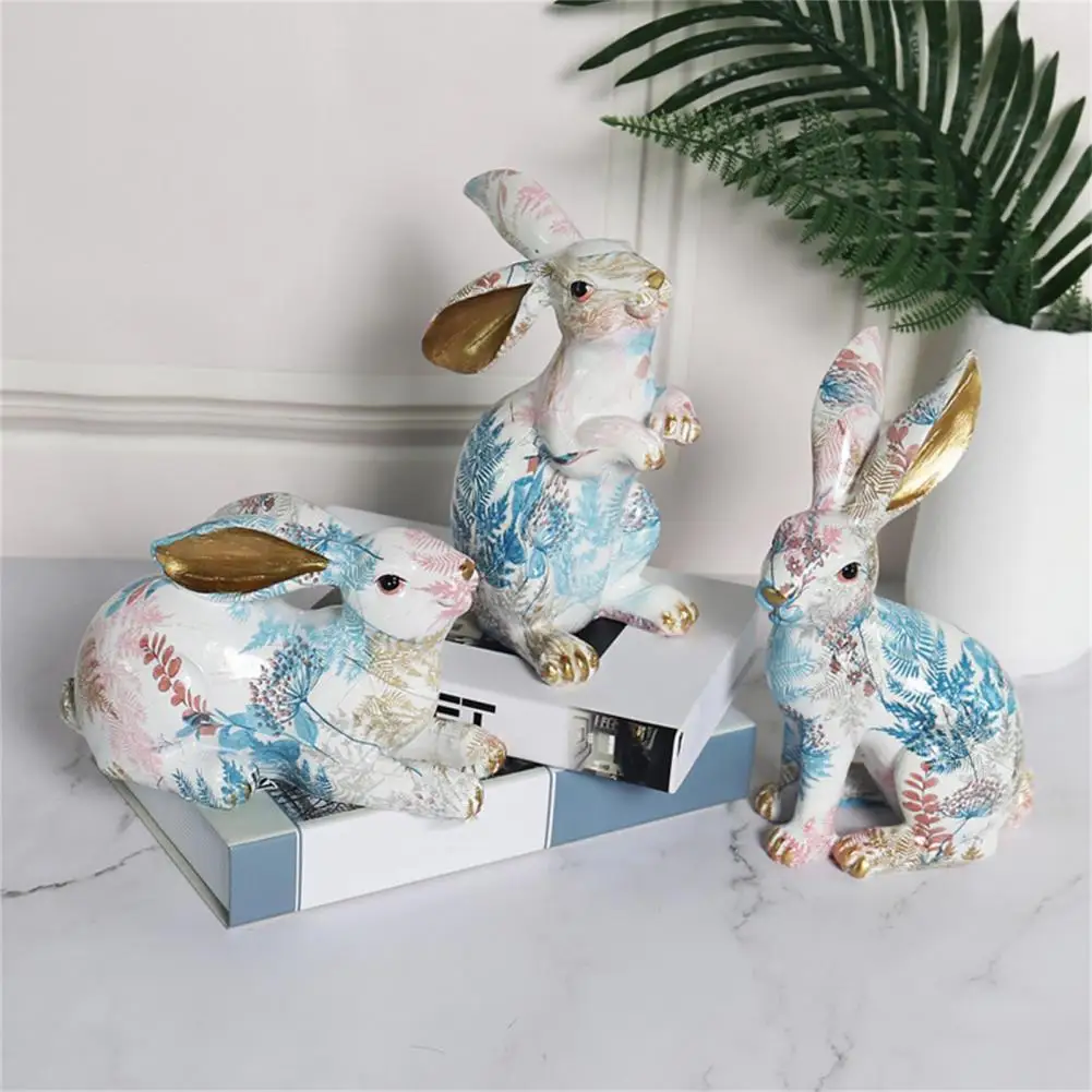 

Rabbit Sculpture Anti-fade Long Lasting Smooth Edges Three-dimensional Miniature Rabbit Bunny Decor for Corridor