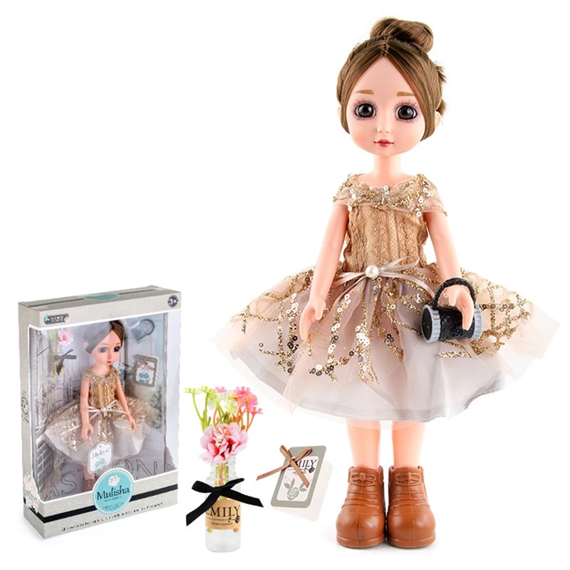 

12 Inch 30CM 9 Movable Joints BJD Doll 1/6 Makeup Dress Up Cute Eyeball Dolls With Fashion Dress For Girls Toy