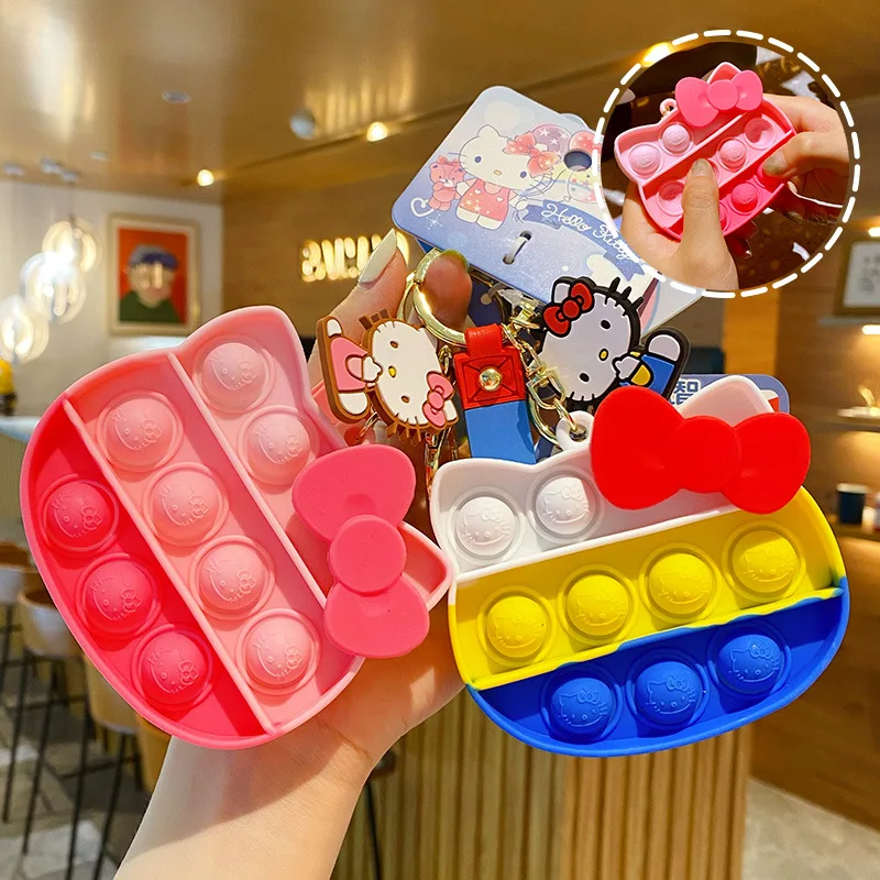 

Sanrio Hello Kitty Decompression Puzzle Keychain Cartoon Figure Model Cute Storage Bag Pendant Keychains Headphone Bag Pendants