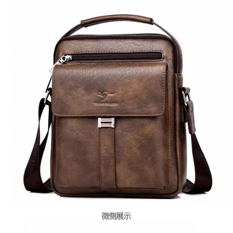 Men's genuine leather shoulder bag 100% cowhide crossbody bag Men's large capacity business crossbody bag Travel leisure handbag
