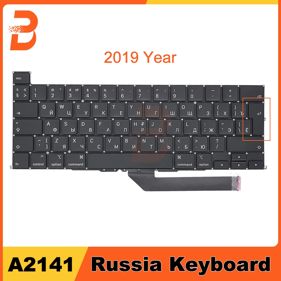 

Новая русская клавиатура с большой клавишей ввода, замена для MacBook Pro Retina 16 дюймов A2141, русская клавиатура 2019 года