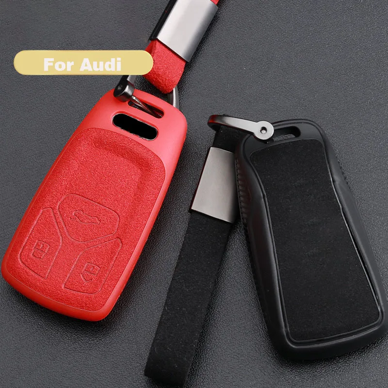 

Suede Leather Car Key Case Cover For Audi A1 A3 A6 Q2 Q3 Q7 TT TTS R8 S3 S6 RS3 RS6 A4 B9 A5 8S 8W Q5 4M S4 S5 S7 TFSI RS A7 A8