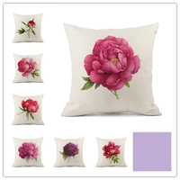 luxury purple rose pillowcase peony vintage palace pillow cover garden home decor designer linen 45x45 50x50 soft pillow case