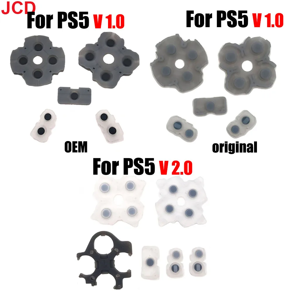 

JCD 1set Silicone Conductive Rubber Adhesive Button Pad Keypads For PS5 1.0 2.0 V1 V2 Controller Gamepad Keypad Accessories