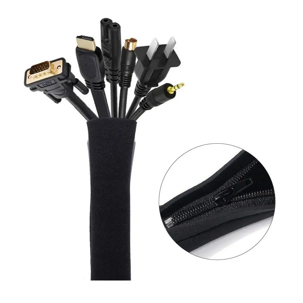 

Zipper Cable Sleeve Flexible Nylon Wire Cable Management Organizer Wire Cord Hider Protective Sleeve Cable Classification 1/2pcs