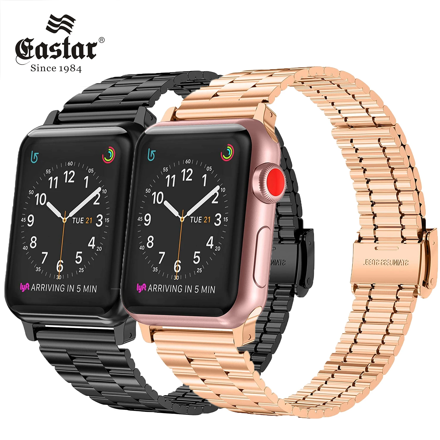 For Apple Watch Series 7 6 5 4 3 2 Band Strap 40mm 44mm 42mm Black Stainless Steel Bracelet Strap Adapter for iWatch Band 38mm