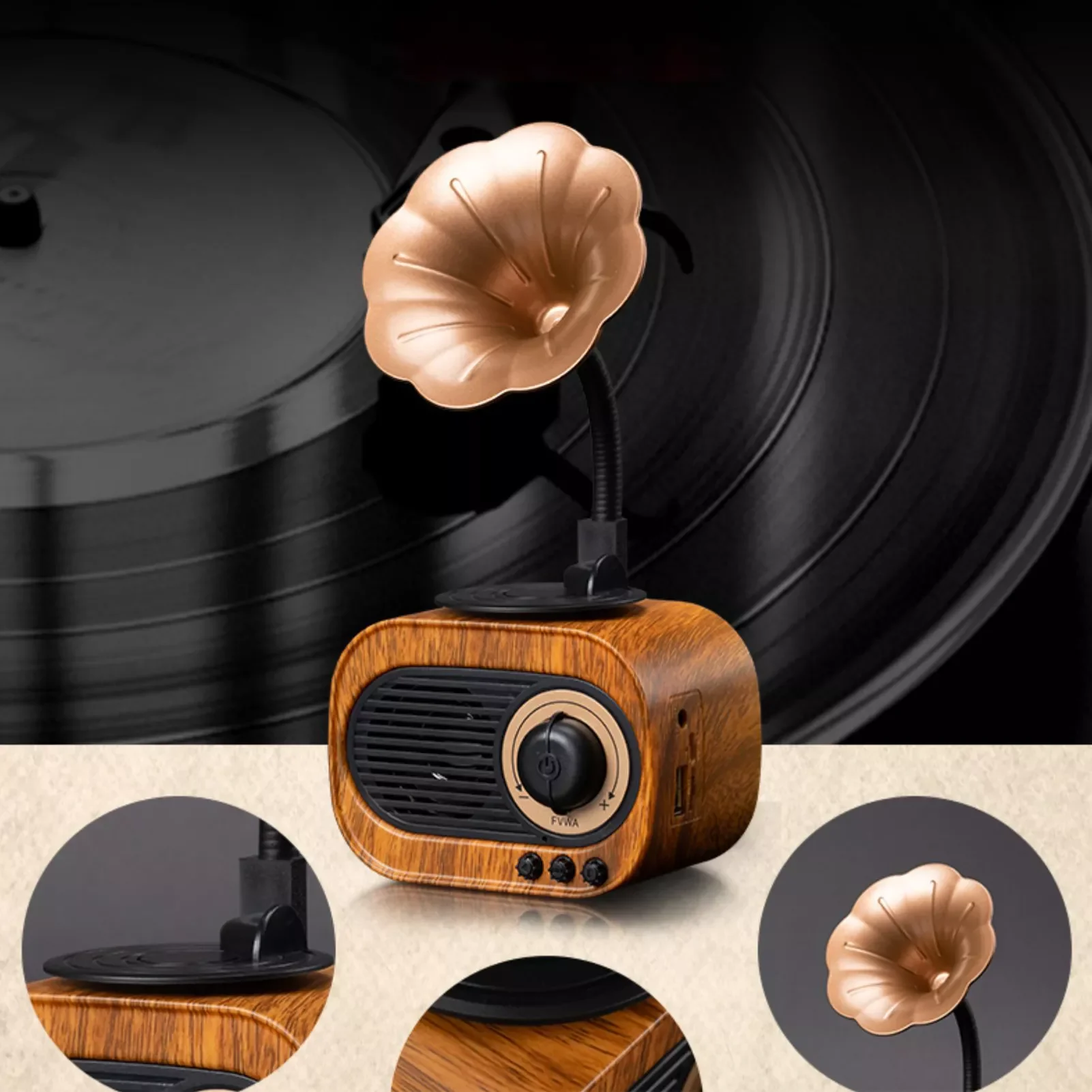 Classic Gramophone Shape Music Box Retro Table Cafe Bar Home Decor Miniature Phonograph Shape Music Box Decoration Ornaments enlarge