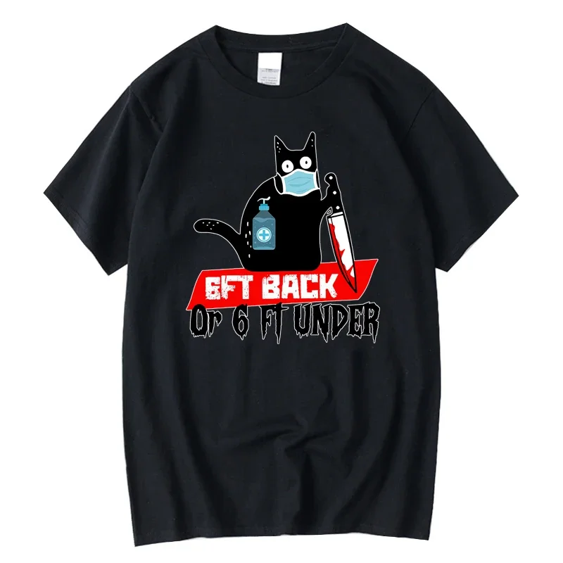 

XIN YI Men's High Quality 100% Cotton Funny Knife Cat Printing O-neck for Men T-shirt Casual Cool Hip Hop T-shirt Male Tops Tees