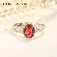 classic ring 925 silver jewelry with oval ruby zircon gemstone open finger rings for women wedding party promise gift ornaments