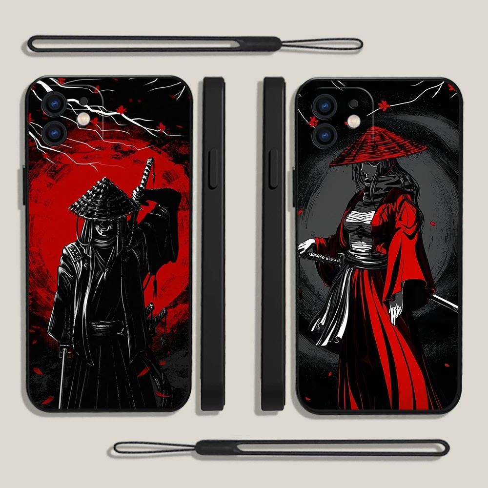 

Japanese Samurai Oni Mask Phone Case For Samsung Galaxy S23 S22 S21 S20 Ultra FE S10 4G S9 Note 20 10 9 Plus With Lanyard Cover