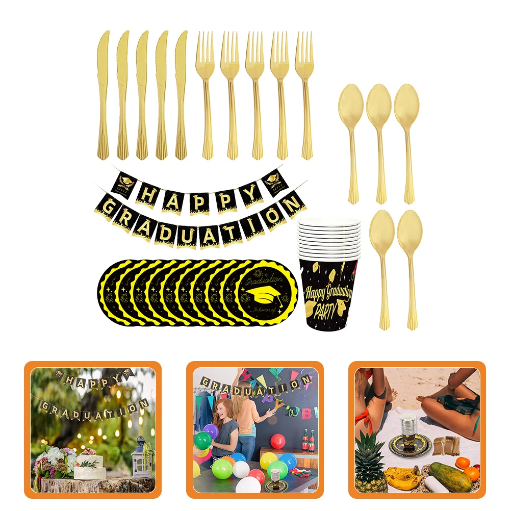 

1 Набор одноразовых столовых приборов для вечерние, фотографические вилки, набор ложек для выпускного