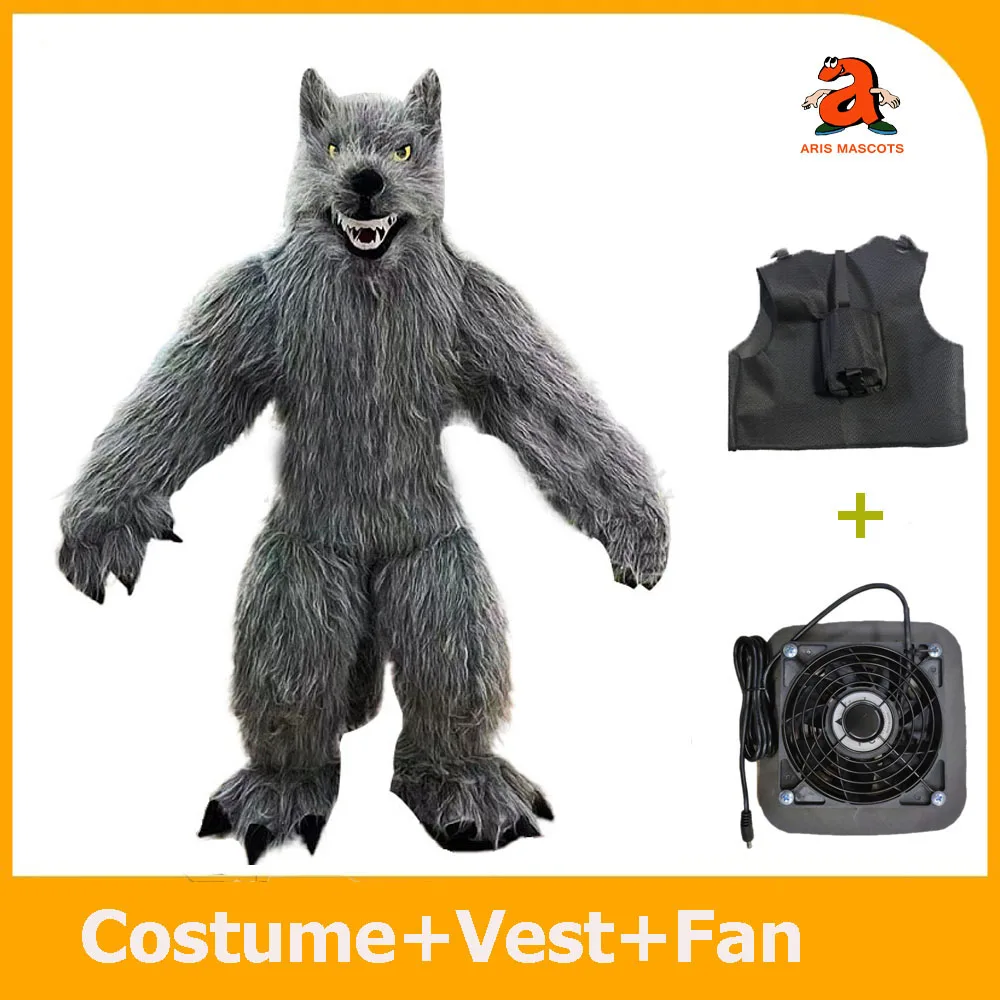 Реалистичный Волк Надувной Ходячий Талисман Костюм для Развлечений Полное Тело