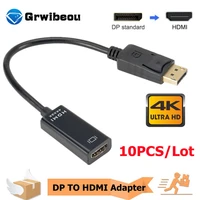 10 pcs 4k dp to hdmi compatible adapter male to female for hpdell laptop pc display port to hdmi compatible converter