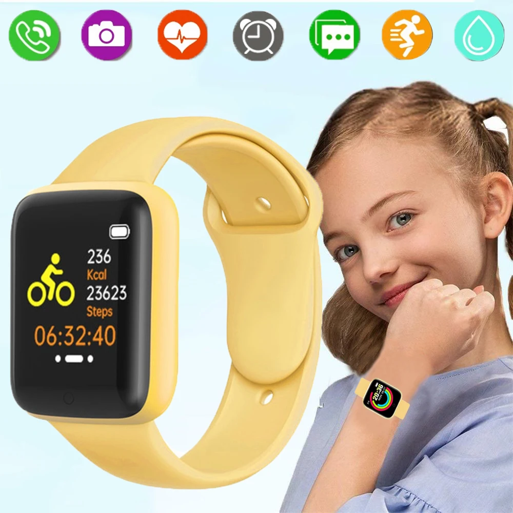 Силиконовые Детские Смарт-часы, Детские Смарт-часы для девочек и мальчиков, фитнес-трекер, цифровые часы, водонепроницаемые спортивные детс...
