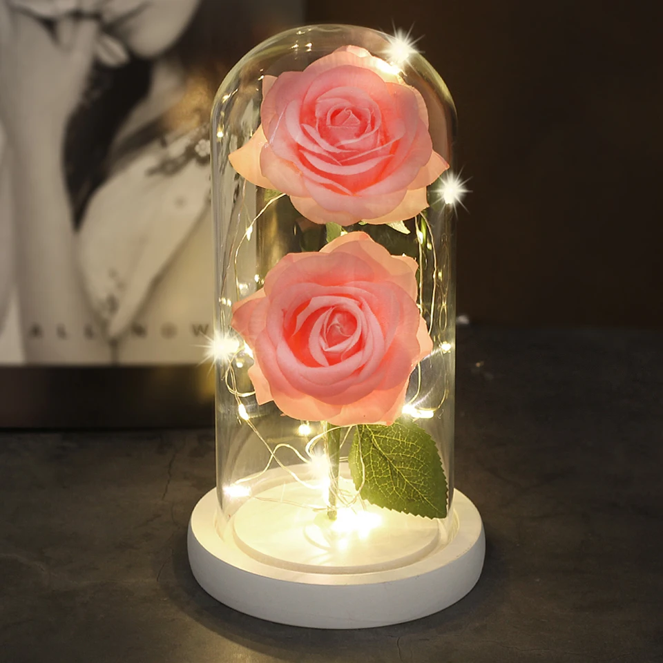 

Красавица и чудовище, Роза светодиодный ном куполе, вечная роза, День Святого Валентина, День матери, особый романтический подарок