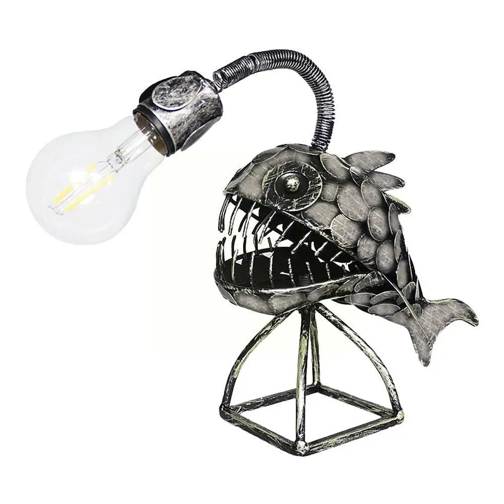 

Retro Table Lamp Angler Fish Lamp With Flexible Light Head Artistic Table Lamps For Home Bar Cafe Home Art Decorative Ornam I4Z5