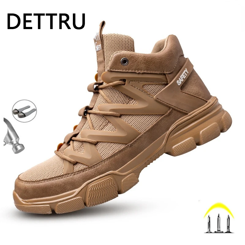 

Work Boots Indestructible Safety Shoes Men Steel Toe Shoes Puncture-Proof Work Sneakers Male Footwear Adult Security Shoes